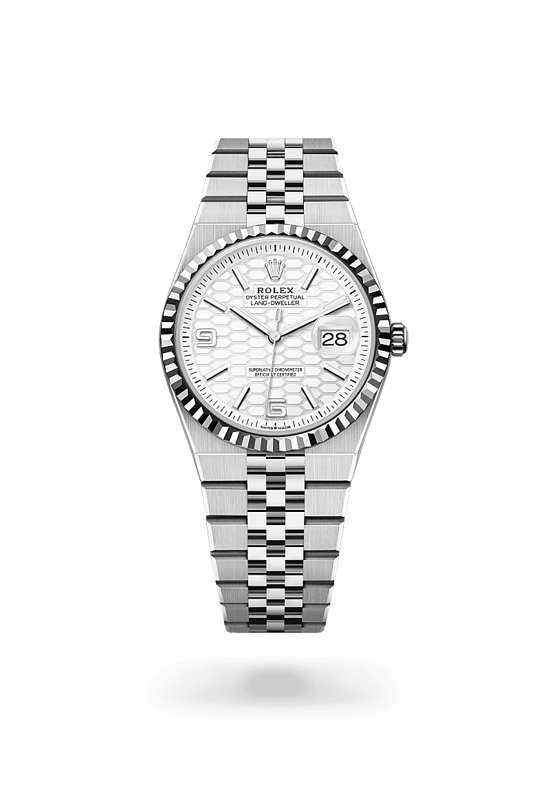 Rolex Land-Dweller 36, M127234-0001, 36mm, Wit Rolesor - een combinatie van Oystersteel en witgoud