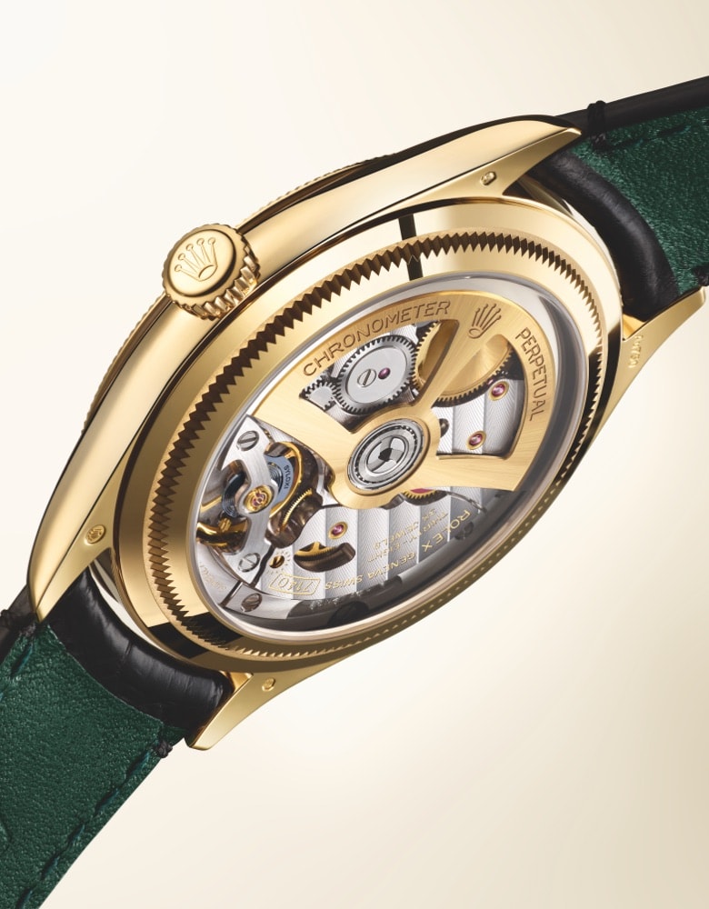 Rolex Perpetual 1908 transparante kastachterkant voor een spannend doorkijkje