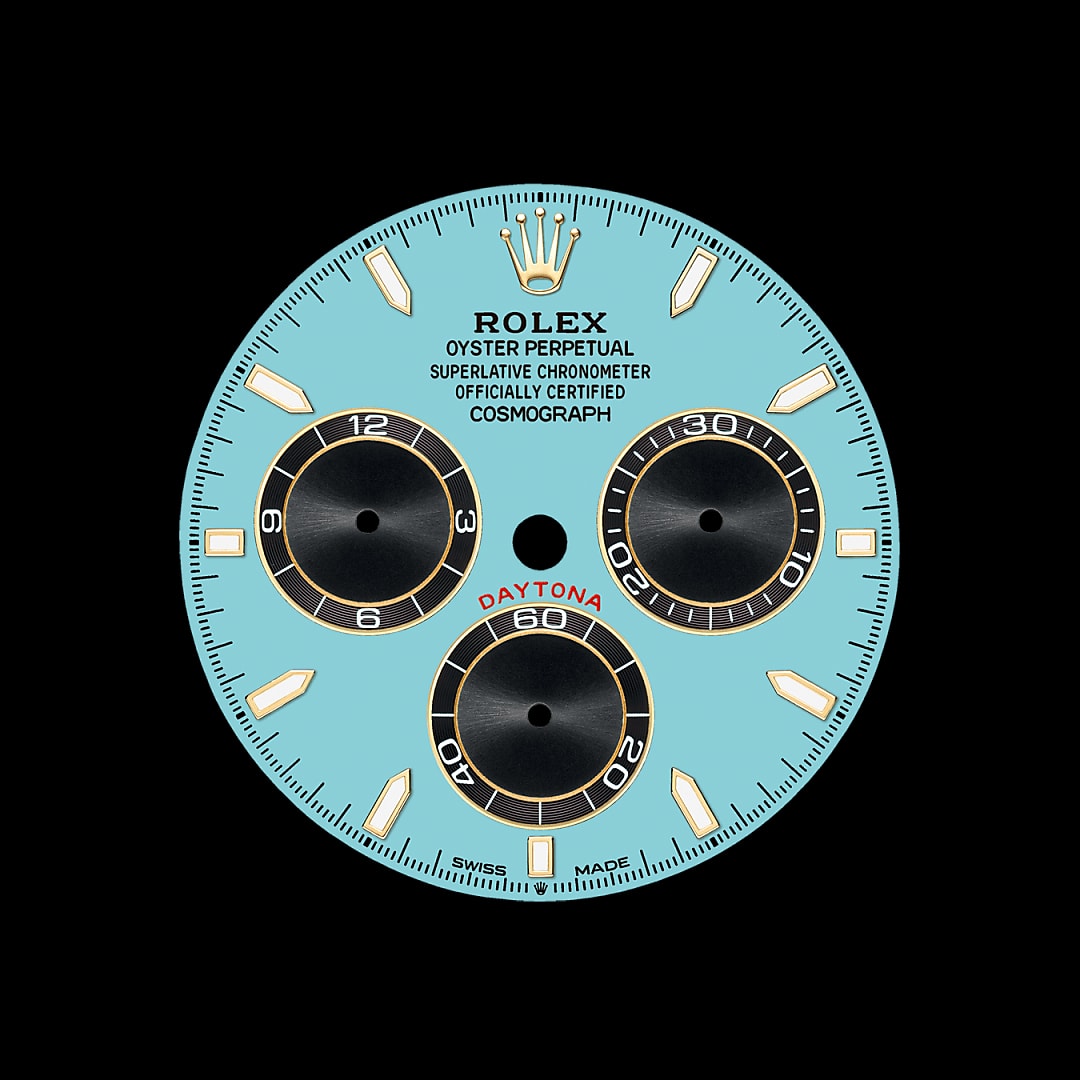 Turquoiseblauwe wijzerplaat